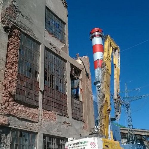 Промышленный демонтаж, Высотный демонтаж, Снос и демонтаж 30-метровые машинные залы на территории «Шатурской ГРЭС» в г. Шатура Московской области